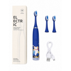 Детная Rechargeable Sonic Electric Toothbrush, USB зарядка, 3 насадки (1+2 заменяемые насадки), мягкие щетинки, водонепроницаема