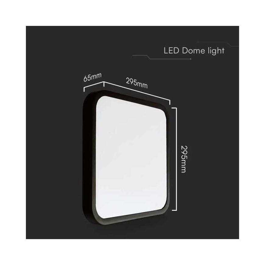 V-tac 24W LED pinnapealne ruudukujuline laevalgusti, must korpus, 3000K, IP44 – 2