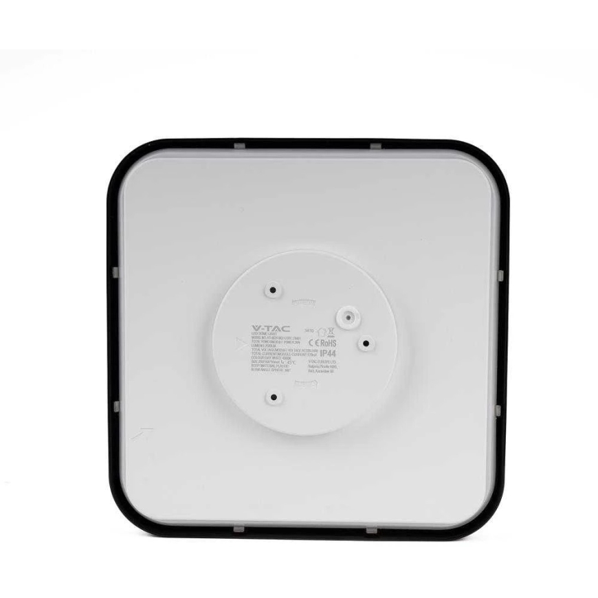 V-tac 24W LED Surface Mount Square Ceiling Light, Black Body, 3000K, IP44 – 4