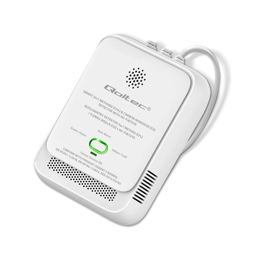 Qoltec 52654 2in1 natural gas and carbon monoxide (CO) leak detector | CH4 | CO | NG | Tuya | Wi-Fi | 85dB alarm | LED – 4