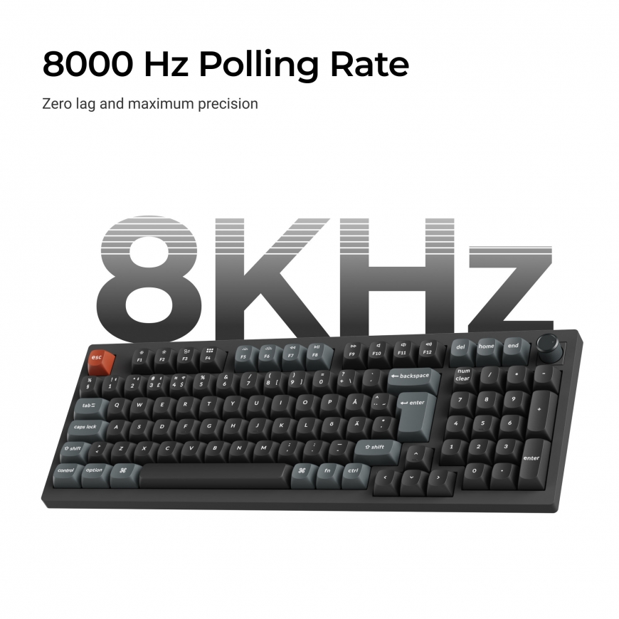 Keychron V5 Ultra 96% 8K Tri-Mode K POM Red belaidis mechaninis klaviatūra, juoda – 5