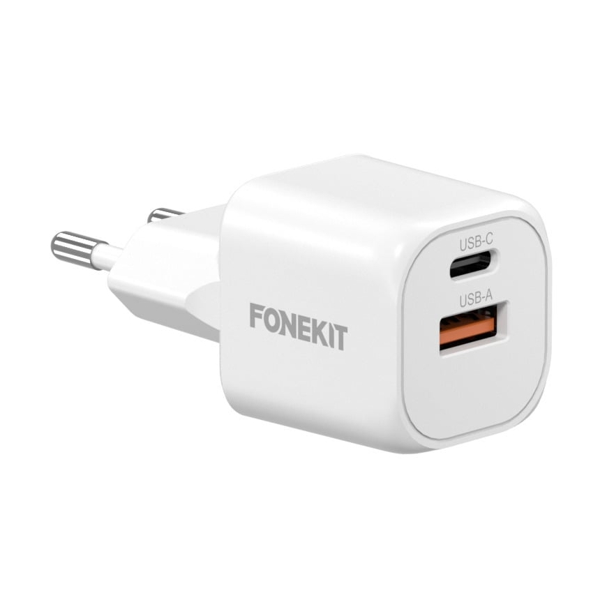 FoneKit Мини 20 Вт быстрое зарядное устройство, USB-C + USB-A, белый