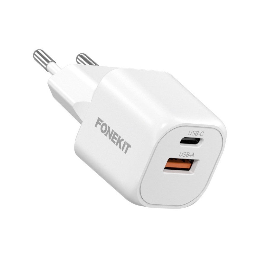FoneKit Мини 20 Вт быстрое зарядное устройство, USB-C + USB-A, белый – 2