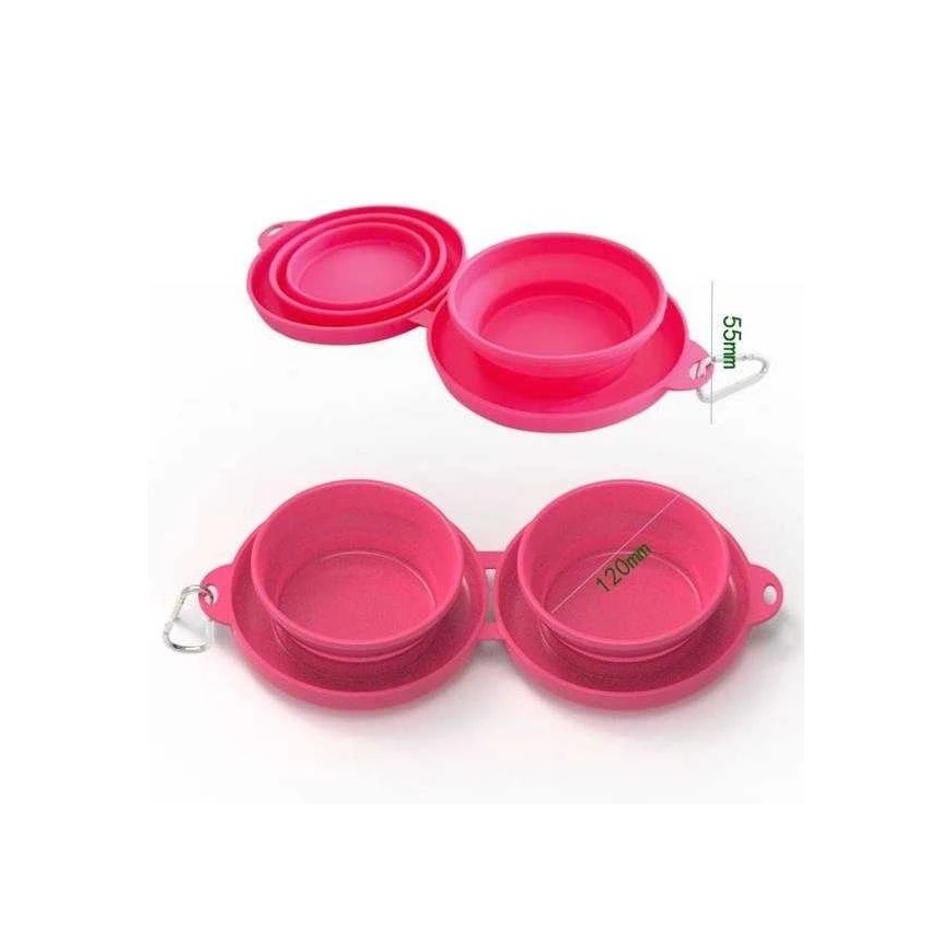 Oem Foldable Bowl for Dogs and Cats - Double 300 ml - Pink - Travel – 4
