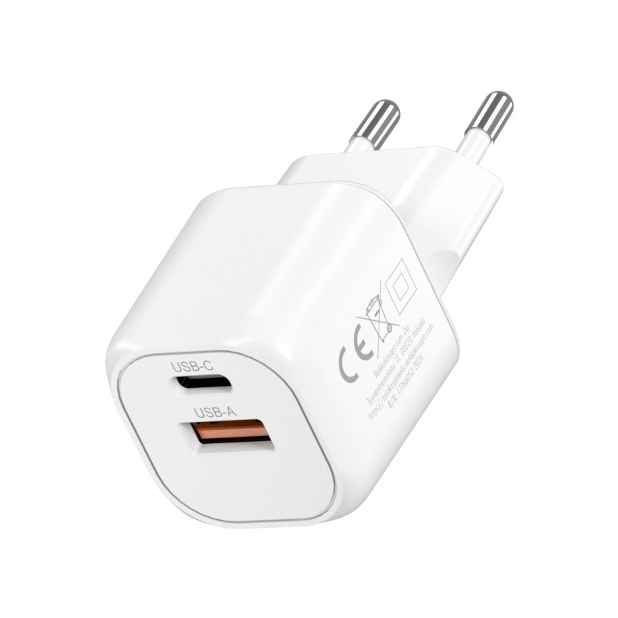 FoneKit Мини 20 Вт быстрое зарядное устройство, USB-C + USB-A, белый – 4