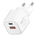 FoneKit Mini 20W fast charger, USB-C + USB-A, white FoneKit Mini 20W fast charger, USB-C + USB-A, white