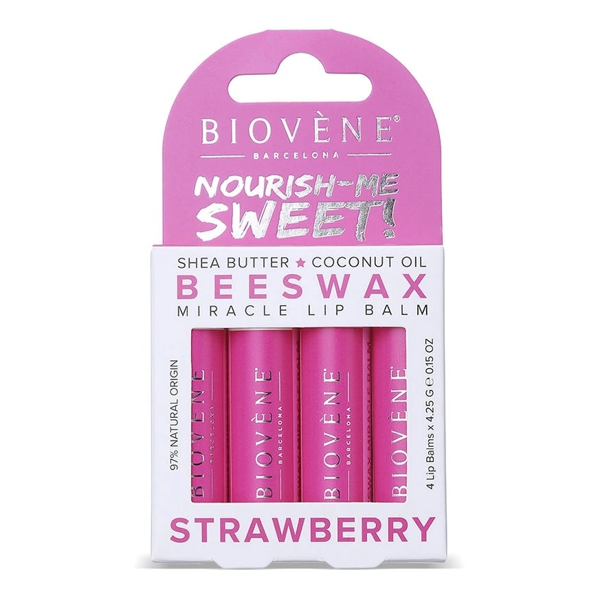 Biovene Nourish-Me Sweet! Meega vaha maasika huulepalsami komplekt, 17 g