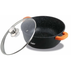 Aluminum frying pan with lid, 16x7.5 cm, 1.2 L, dark line, made by Cooking by Heinner