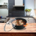 Aluminum frying pan with lid, 16x7.5 cm, 1.2 L, dark line, made by Cooking by Heinner Aluminum frying pan with lid, 16x7.5 cm, 1.2 L, dark line, made by Cooking by Heinner