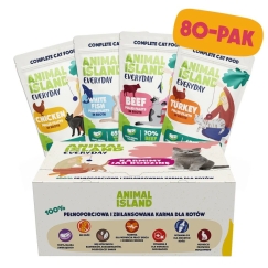 ANIMAL ISLAND Dīķis / Baltais zivs / Liellopu / Vista filejas buljonā - mitrā kaķu barība - 80x85g