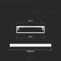 V-tac LED surface profile with cover, silver, 2000x40x10mm