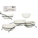 Set of 3 round white porcelain bowls with stand, 350 ml, 86490, Set of 3 round white porcelain bowls with stand, 350 ml, 86490,