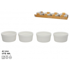 Servēšanas trauki x4 175 ml 10x10x5 cm baltas, KITCHEN&GO