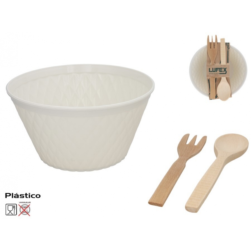 Salātu bļoda 4 l ar piederumiem, 25,5x25,5x13 cm, LUFEX