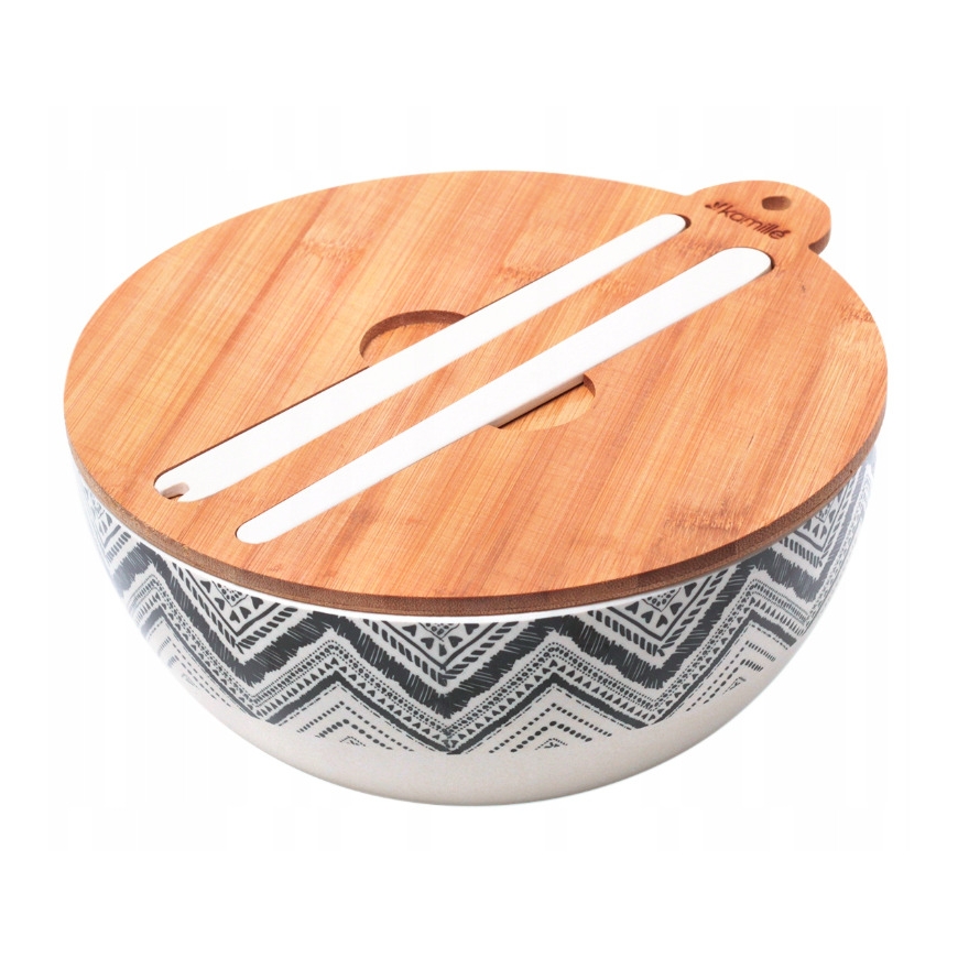 Bowl with bamboo lid, 24.5*12cm, 4384, Kamille