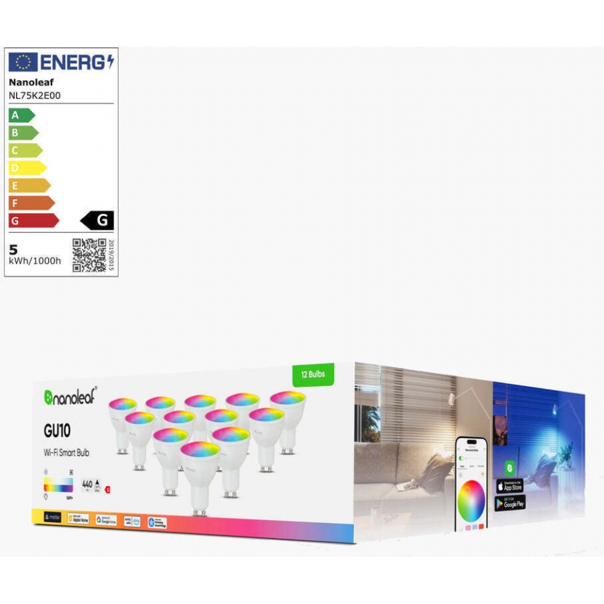Nanoleaf Essentials Matter Wi-Fi GU10 smart bulb, pack of 12 – 2