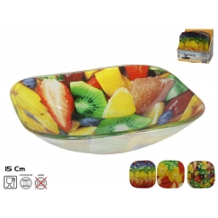 Kvadrātveida stikla bļoda, 3 dizaini, 4 x 15 x 15 cm, KITCHEN&GO