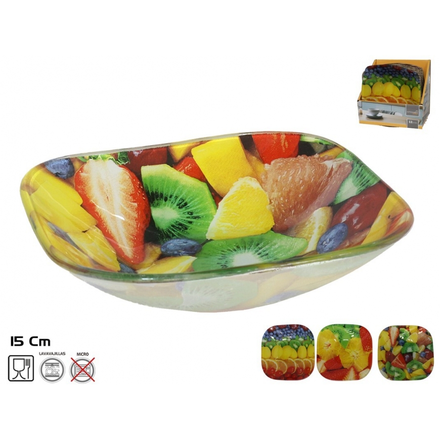 Square Glass Bowl 3 Assortment, 4 X 15 X 15 Cm, KITCHEN&GO