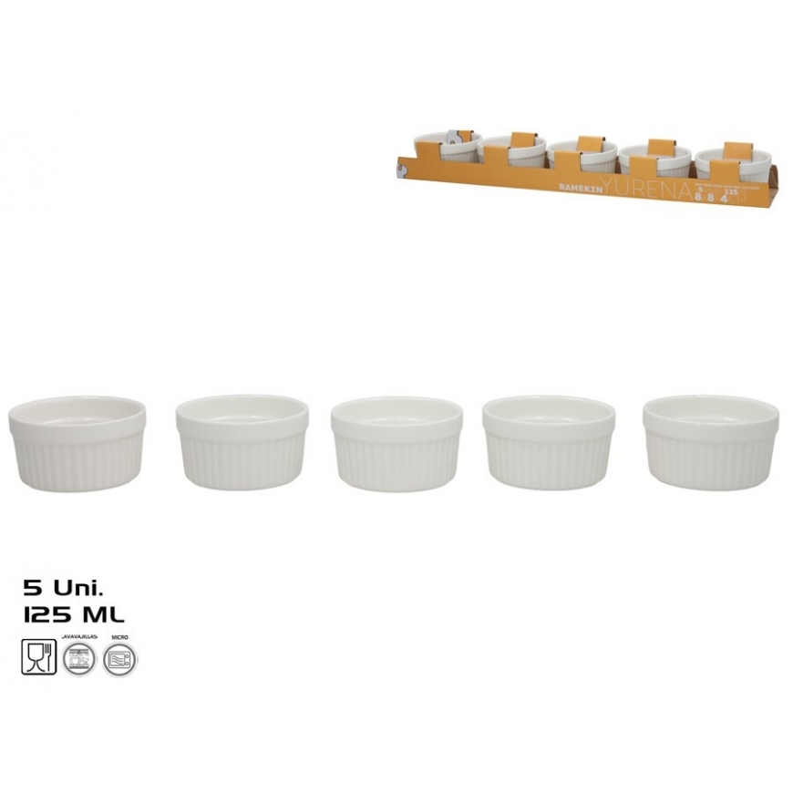 Servēsanas trauki x5 125 ml 8x8x4,2 cm baltas, KITCHEN&GO