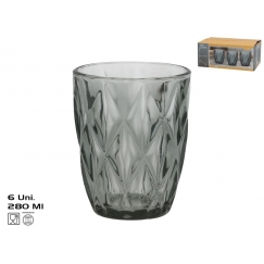 Stikliniai puodeliai (6 vnt.) 280 ml, pilki, 10 x 8 x 8 cm, KITC