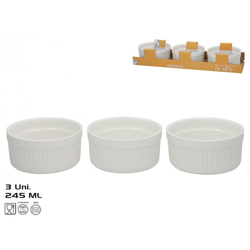 Servēsanas trauki x3 245 ml 10x10x5 cm baltas, KITCHEN&GO