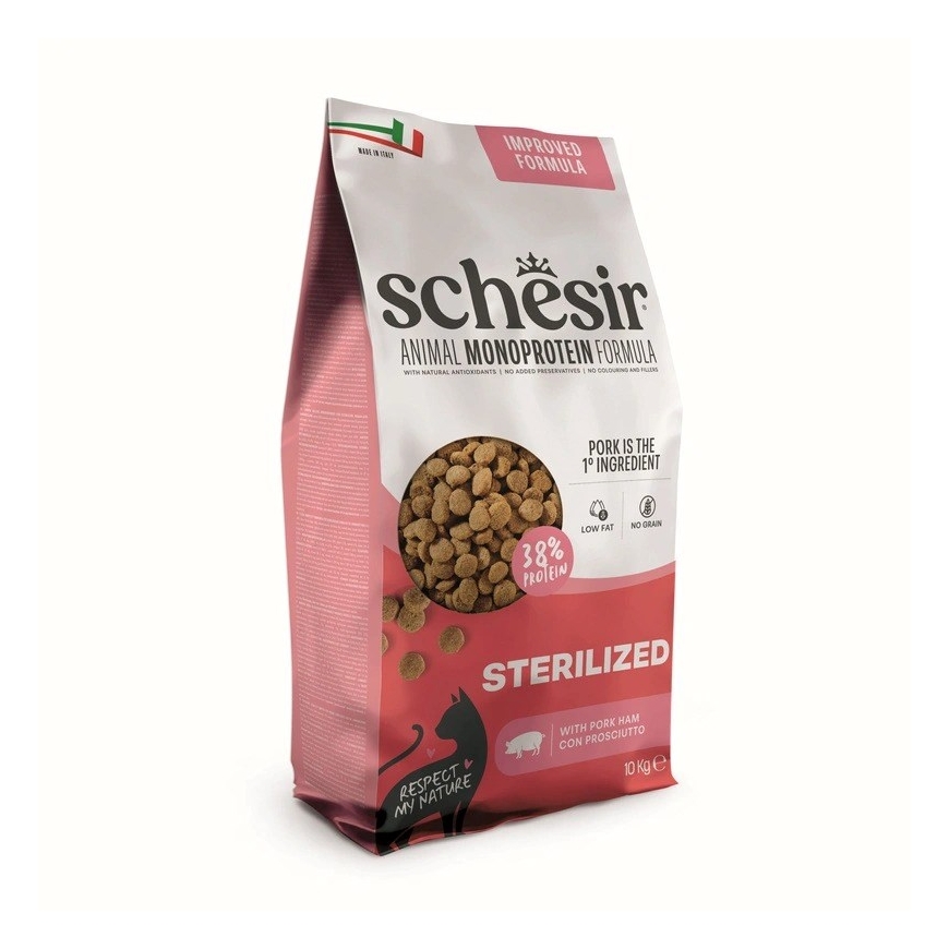 SCHESIR Animal Mono Protein Formula Sterilizēta cūkgaļa – sausais kaķu ēdiens – 10 kg – 3