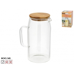 Klaaskann bambuskaanega, 1.1 l, 10.00 x 16.00 x 19.00, KITCHEN&G