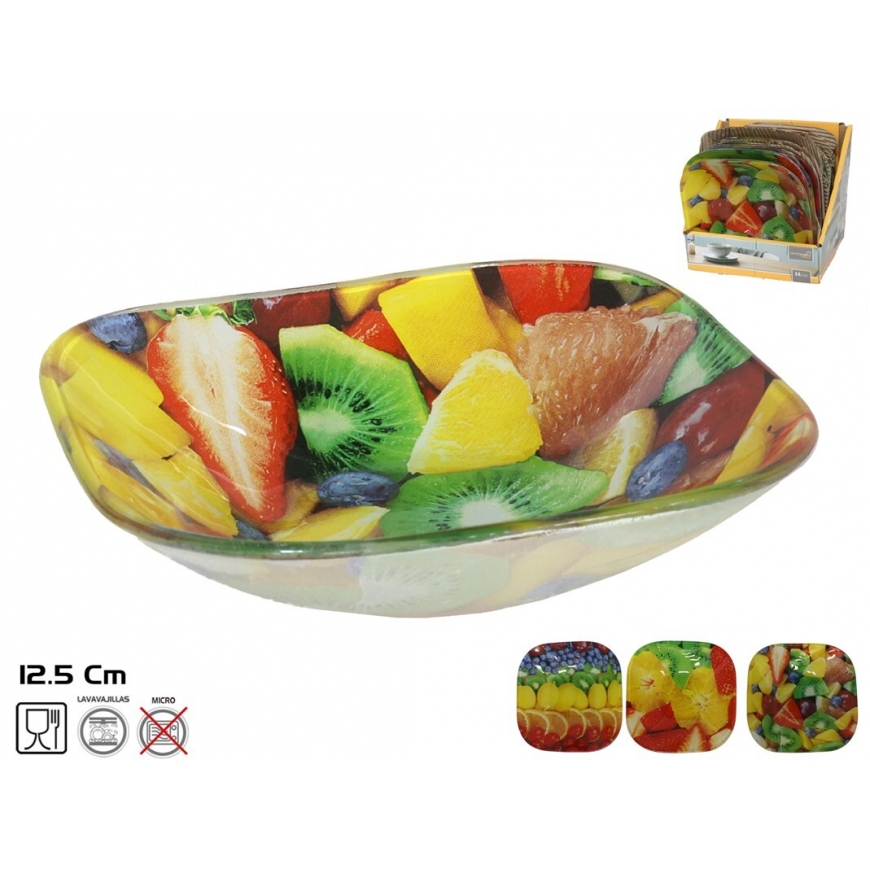 Квадратная стеклянная миска, 3 вида, 3 x 12,5 x 12,5 см, KITCHEN