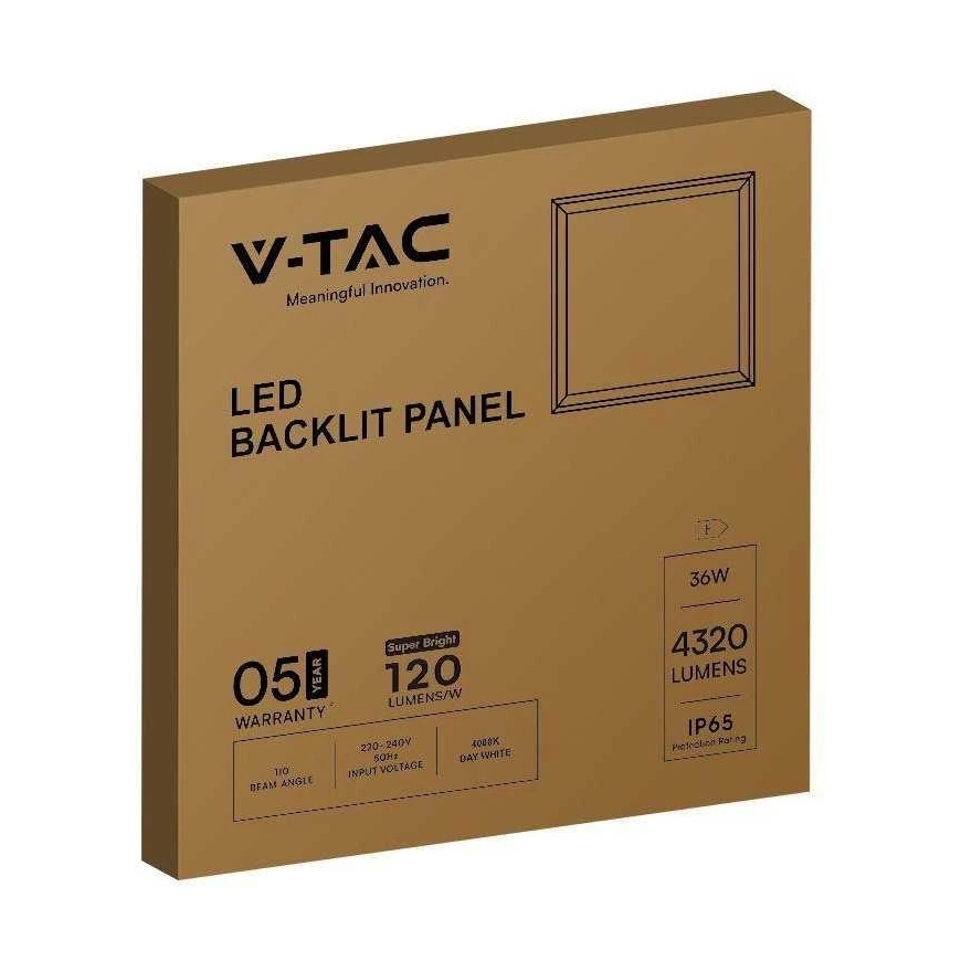 V-tac 36W светодиодная панель, 60x60см, белая, 4000K – 4