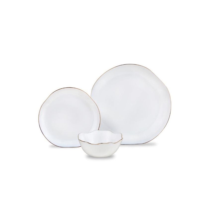 Glass plates, set of 18 (dinner, dessert, soup), opal, white wit