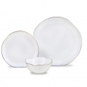 Glass plates, set of 18 (dinner, dessert, soup), opal, white wit