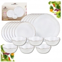 Glass plates, set of 18 (dinner, dessert, soup), opal, white wit