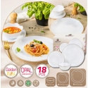 Glass plates, set of 18 (dinner, dessert, soup), opal, white wit