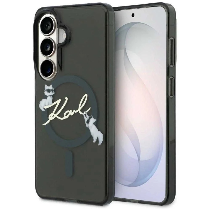 Karl Lagerfeld IML KC Script MagSafe maciņš Samsung Galaxy S26 Plus melnā krāsā