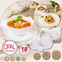 Набор из 18 стеклянных тарелок (опаловая, десертная, суповая), б Набор из 18 стеклянных тарелок (опаловая, десертная, суповая), б