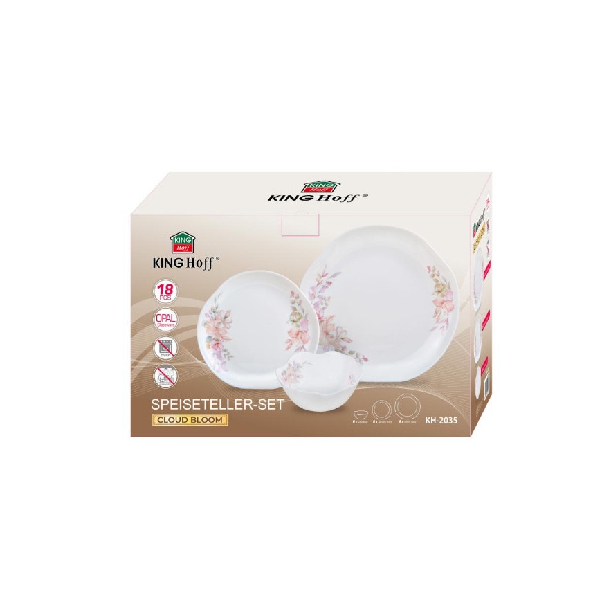 Stikla šķīvji, 18 gab. komplekts (pamatēdiens, deserts, zupa), o – 5