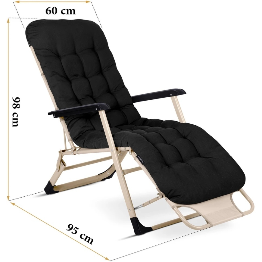 Folding Garden Lounger with Cushion "Sofotel ChillWell", 2 pcs, black – 4