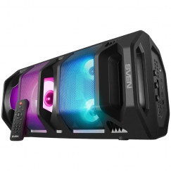 2.0 kannettava kaiutin SVEN PS-670, musta, teho 2x32,5W (RMS), TWS, Bluetooth, FM, USB, microSD, LED-näyttö, kaukosäädin, litium