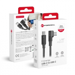 Forcell F-Energy QC4.0 PD USB C to USB C Cable 5A 100W Cafule 90° 2 m CC-1Deg black