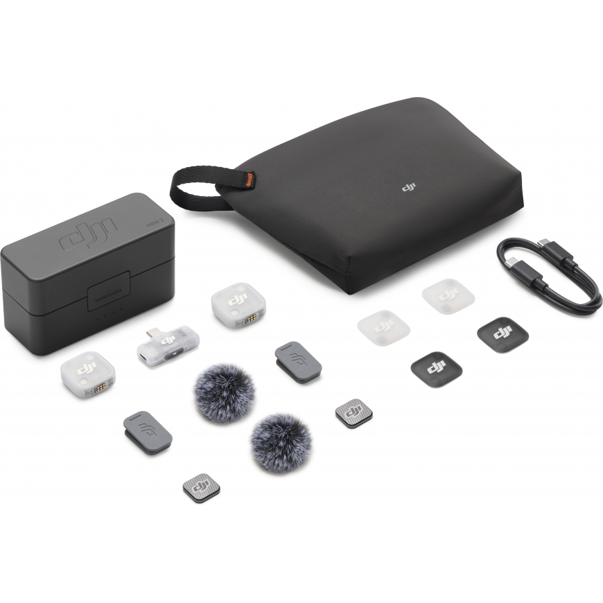 DJI Mic Mini 2, duos siųstuvai + mobilusis imtuvas ir įkrovimo dėklas – 2