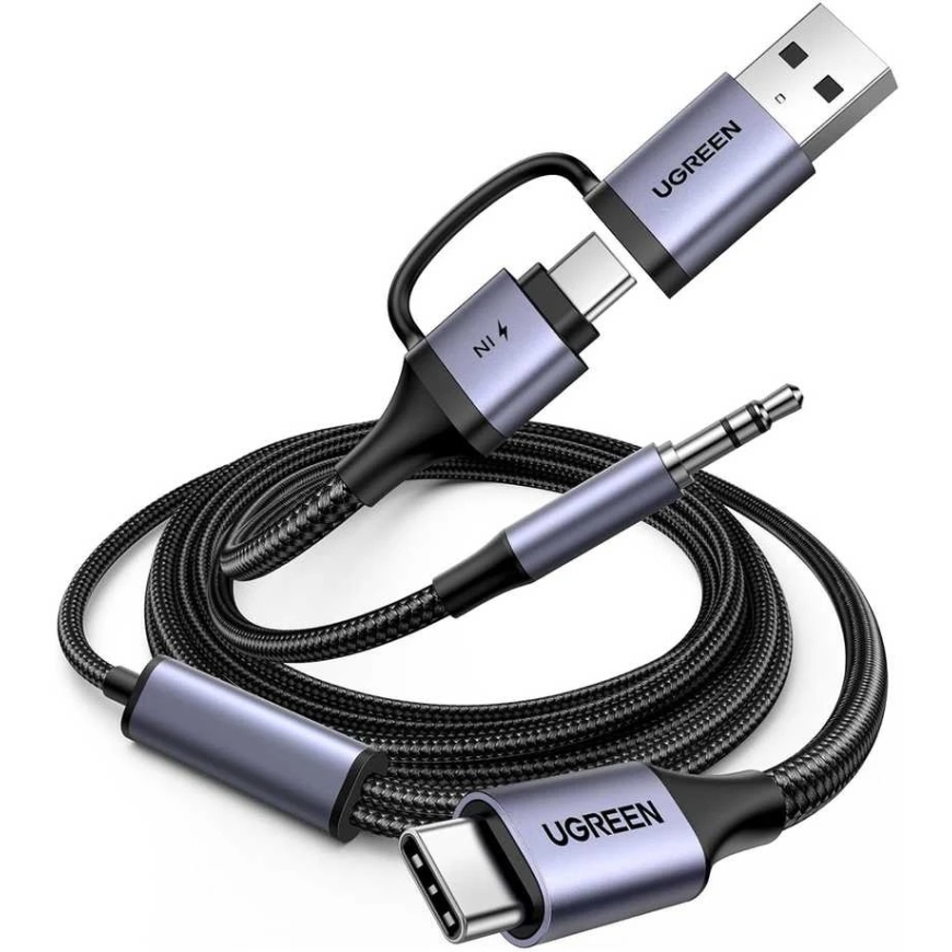 Ugreen 2in1 USB-C - USB-A/C ääniadapteri mini-liitännällä - musta
