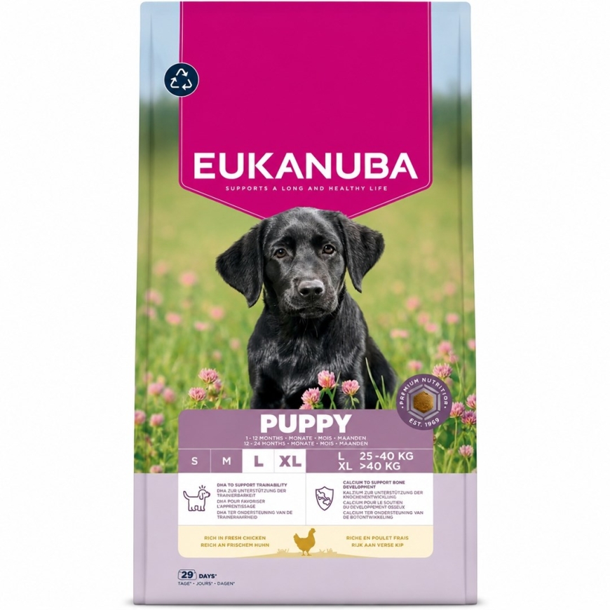 EUKANUBA Premium Toitmine Kutsikas Suurte ja Hiiglaslike Tõugude Kana - kuiv koeratoit - 18kg
