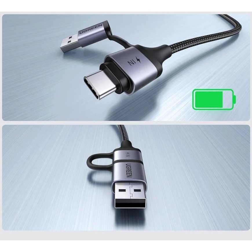 Adapteris audio Ugreen su funkcijakowanie 2in1 USB-C - USB-A/C + mini lizdas - juoda – 5