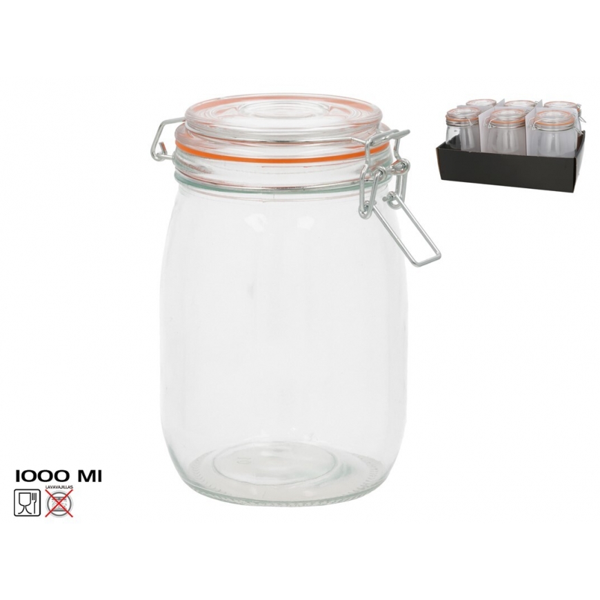Õhukindel purk 1000 ml, 17 x 10,3 x 14,5 cm, KITCHEN&GO