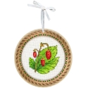 Beldizart Cross-Stitch on Wooden Base "Miniature. Summer Berries. Strawberries" 10x10 cm SO-133