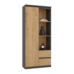 Книжный шкаф Topeshop RS-80 BILY АНТРАЦИТ/ДУБ ARTISAN для офиса
