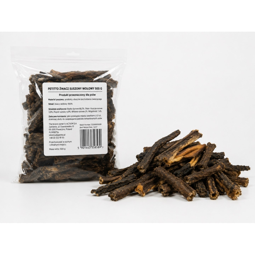 PETITTO Kuivattu naudan mahanpuhdistus Mono - koiran herkku - 500g – 4