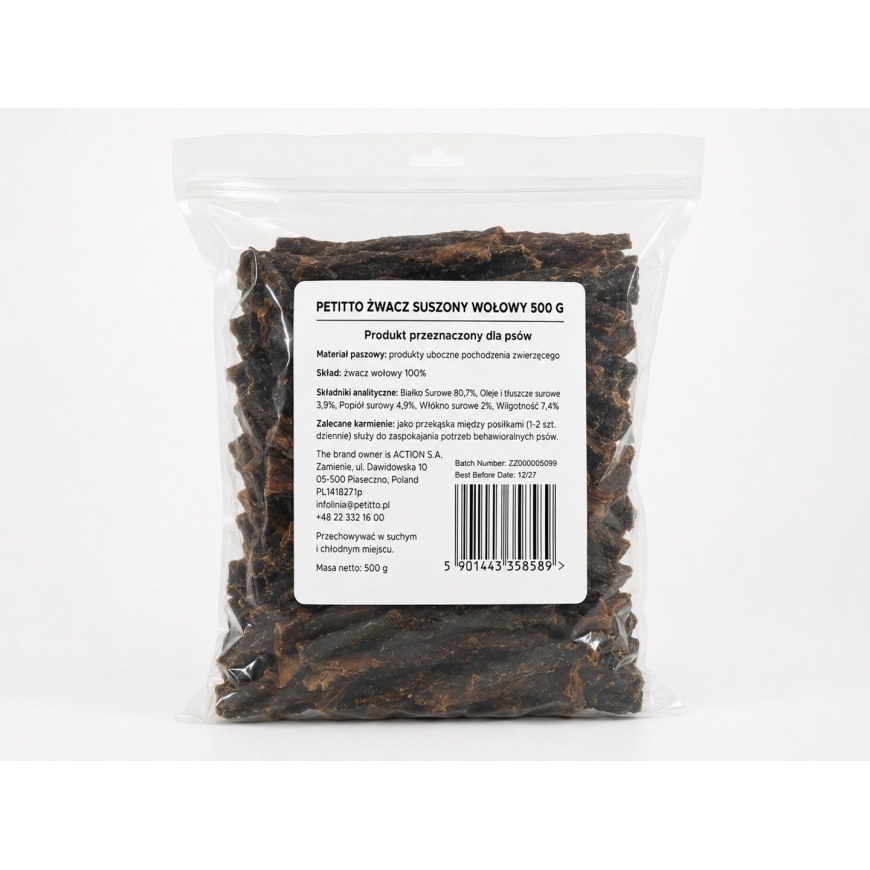 PETITTO Dried Beef Tripe Mono - Dog Treat - 500g – 5