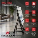 Maclean TV-kärry / Lattiateline, 37–80", maks. VESA 800x400, maks. 75 kg, liikkuva, pyörälukko, MC-183 Maclean TV-kärry / Lattiateline, 37–80", maks. VESA 800x400, maks. 75 kg, liikkuva, pyörälukko, MC-183