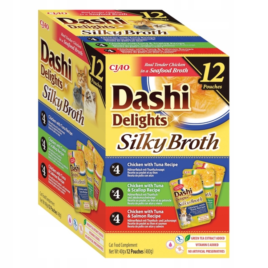 INABA Dashi Delights Siidise Puljongi Kanasegu - märg kassitoit - 12x40g